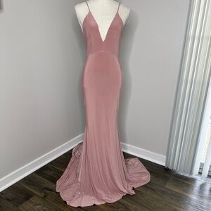 Club London Chic Mauve Blush Pink Backless Formal Dress